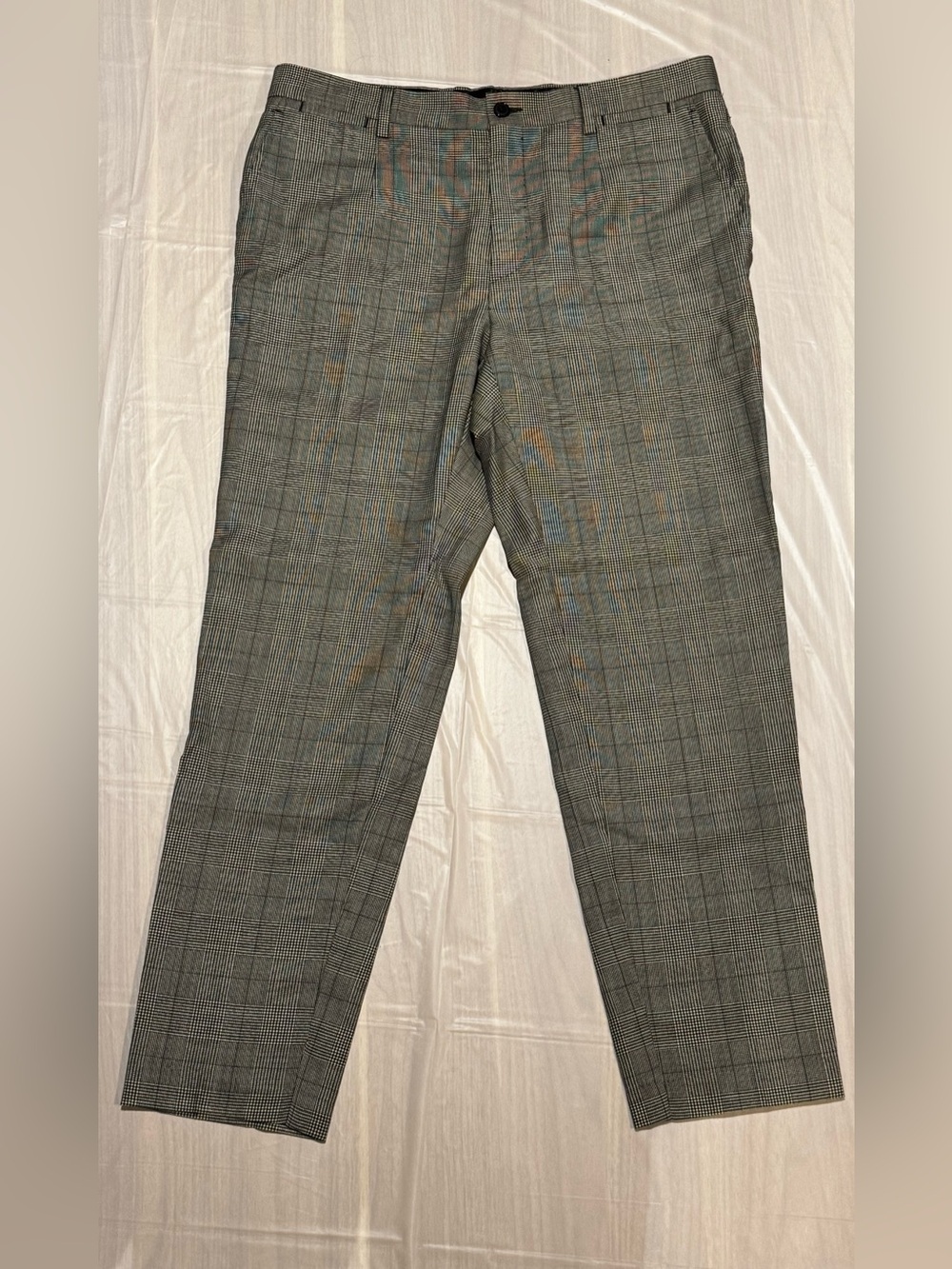 Dolce & Gabbana Gray Glen Plaid Trousers with Subtle Check